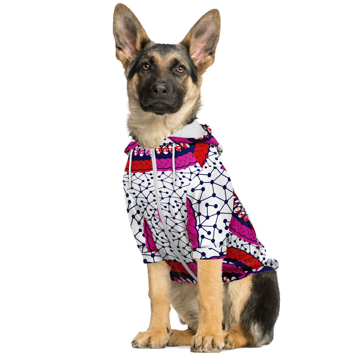 Rosy Brown Dog zip up hoodie with African Ankara prints Fashion Dog Zip-Up Hoodie - AOP Sumbu_African_Prints_and_Designs