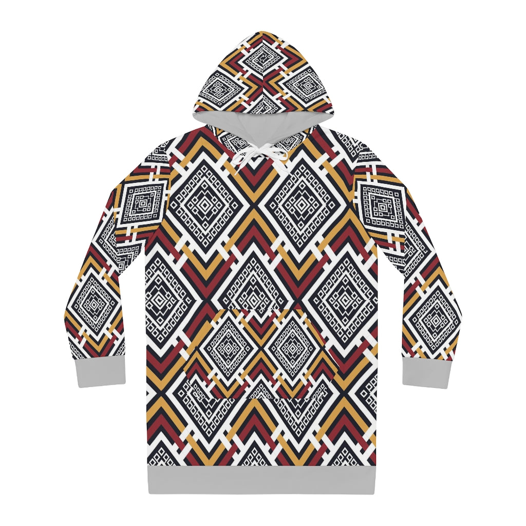 Dark Slate Gray Women's dress Hoodie with African Ankara prints in vibrant colors All Over Prints Sumbu_African_Prints_and_Designs