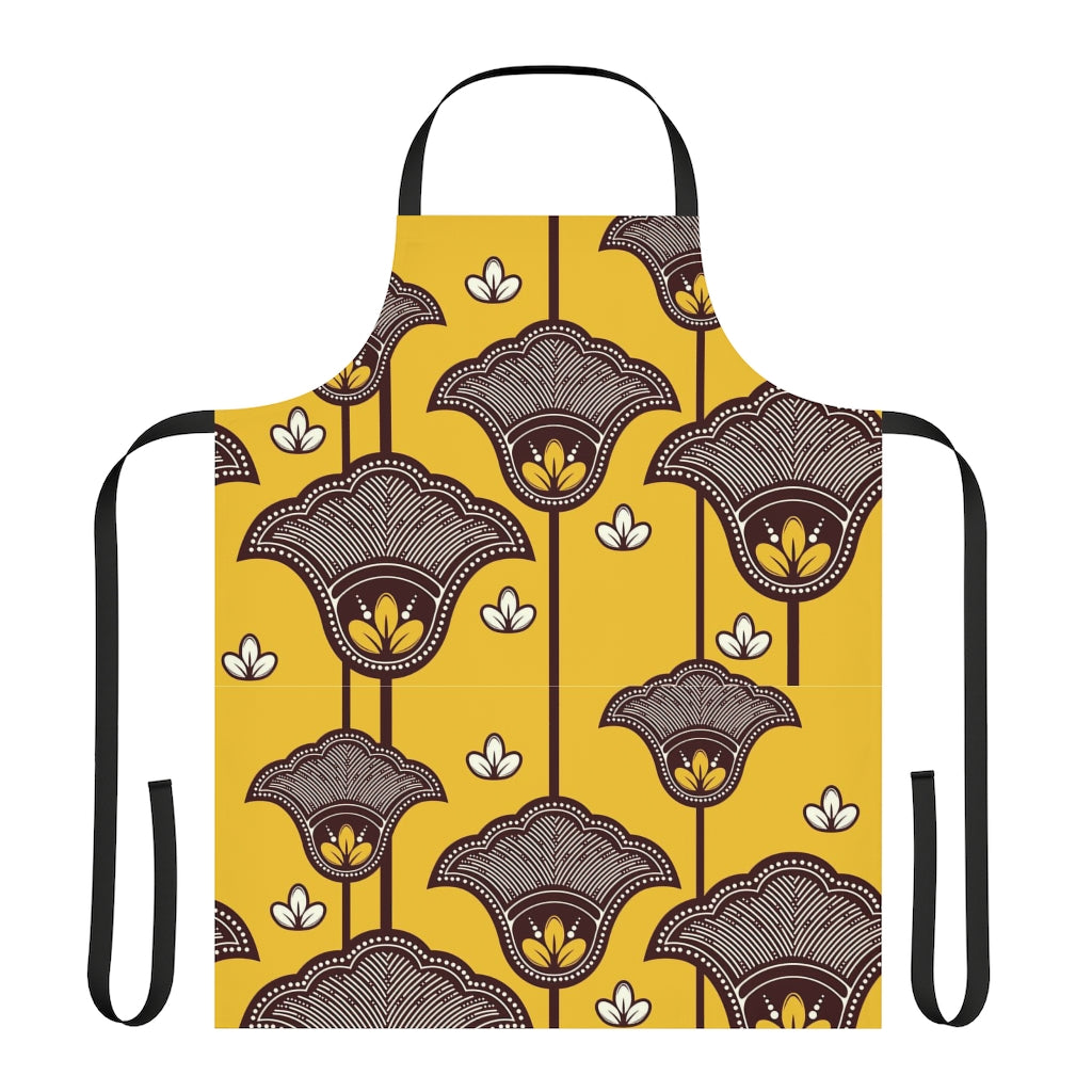 Goldenrod Apron with African Ankara prints in vibrant colors Sumbu_African_Prints_and_Designs
