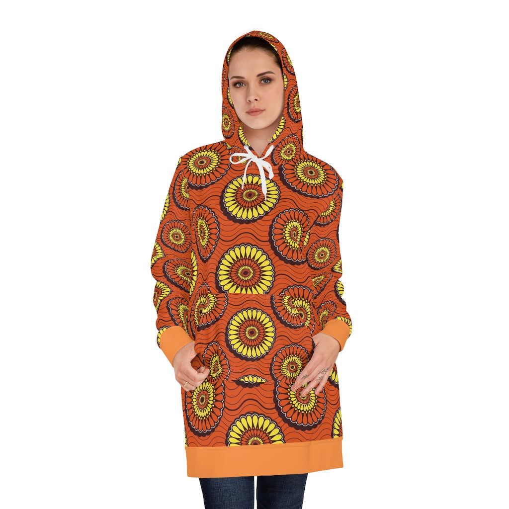 Sienna Women's Dress Hoodie with African Ankara prints in vibrant colors All Over Prints Sumbu_African_Prints_and_Designs