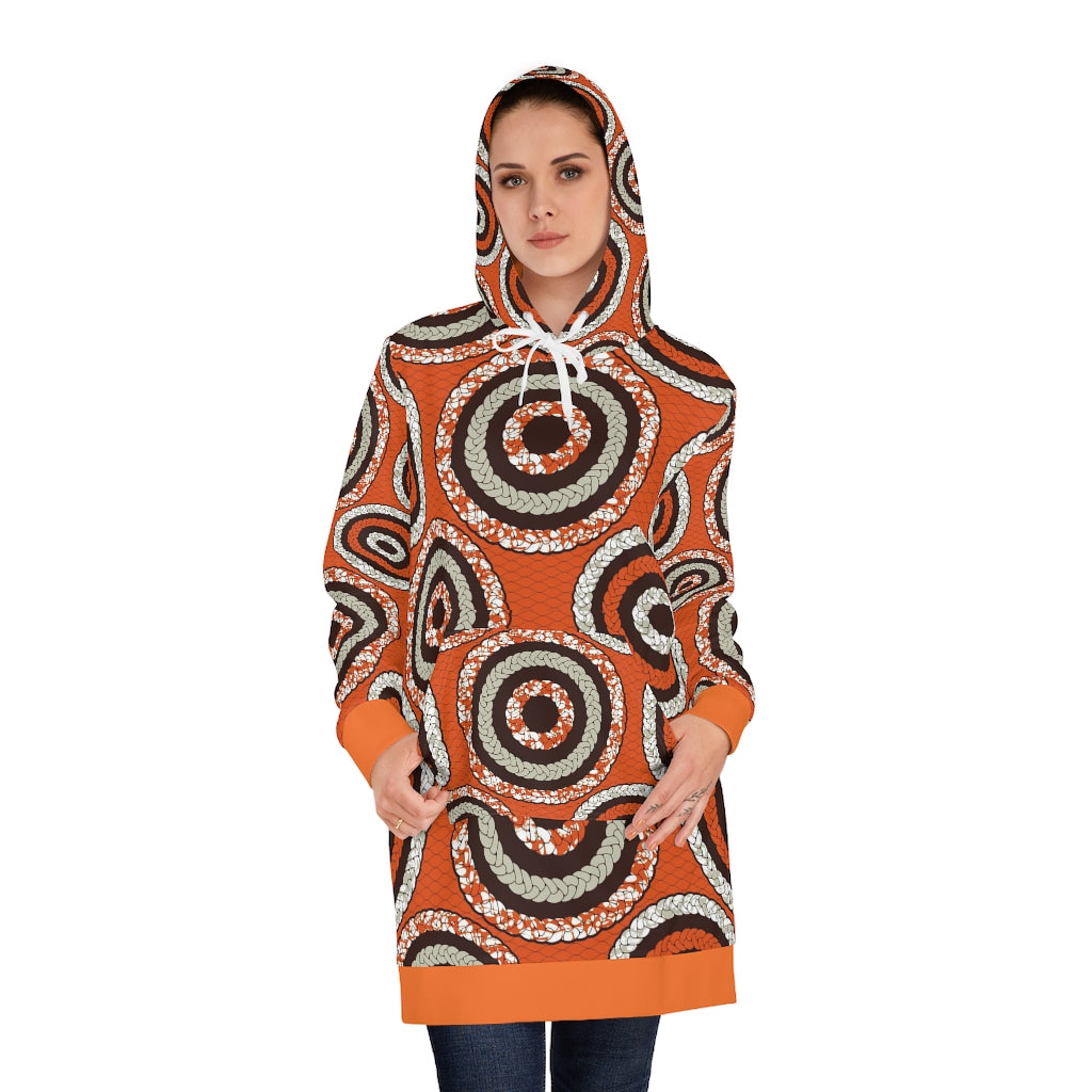 Chocolate Women's Dress Hoodie with African Ankara prints in vibrant colors All Over Prints Sumbu_African_Prints_and_Designs