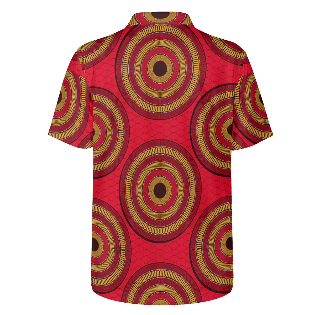Brown Polo Shirt with African Ankara prints in vibrant colors Sumbu_African_Prints_and_Designs
