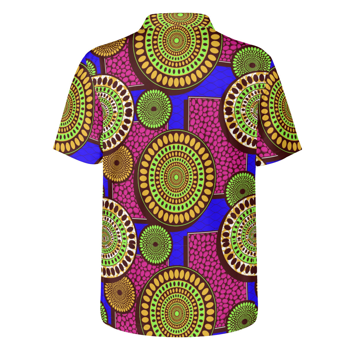 Saddle Brown Polo Shirt with African Ankara prints in vibrant colors Sumbu_African_Prints_and_Designs