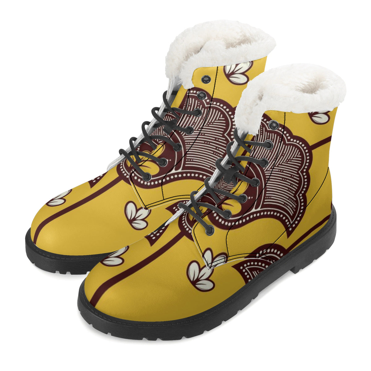 Dark Slate Gray Men's Faux Fur Leather Boots in Beautiful African Ankara Prints with vibrant colors Sumbu African Ankara Prints and Designs
