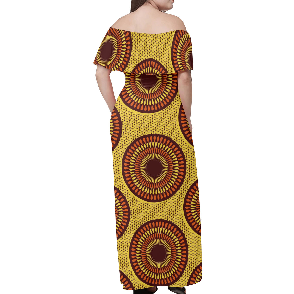 Women's Off-shoulder Long Dress Sumbu African Ankara Prints and Designs