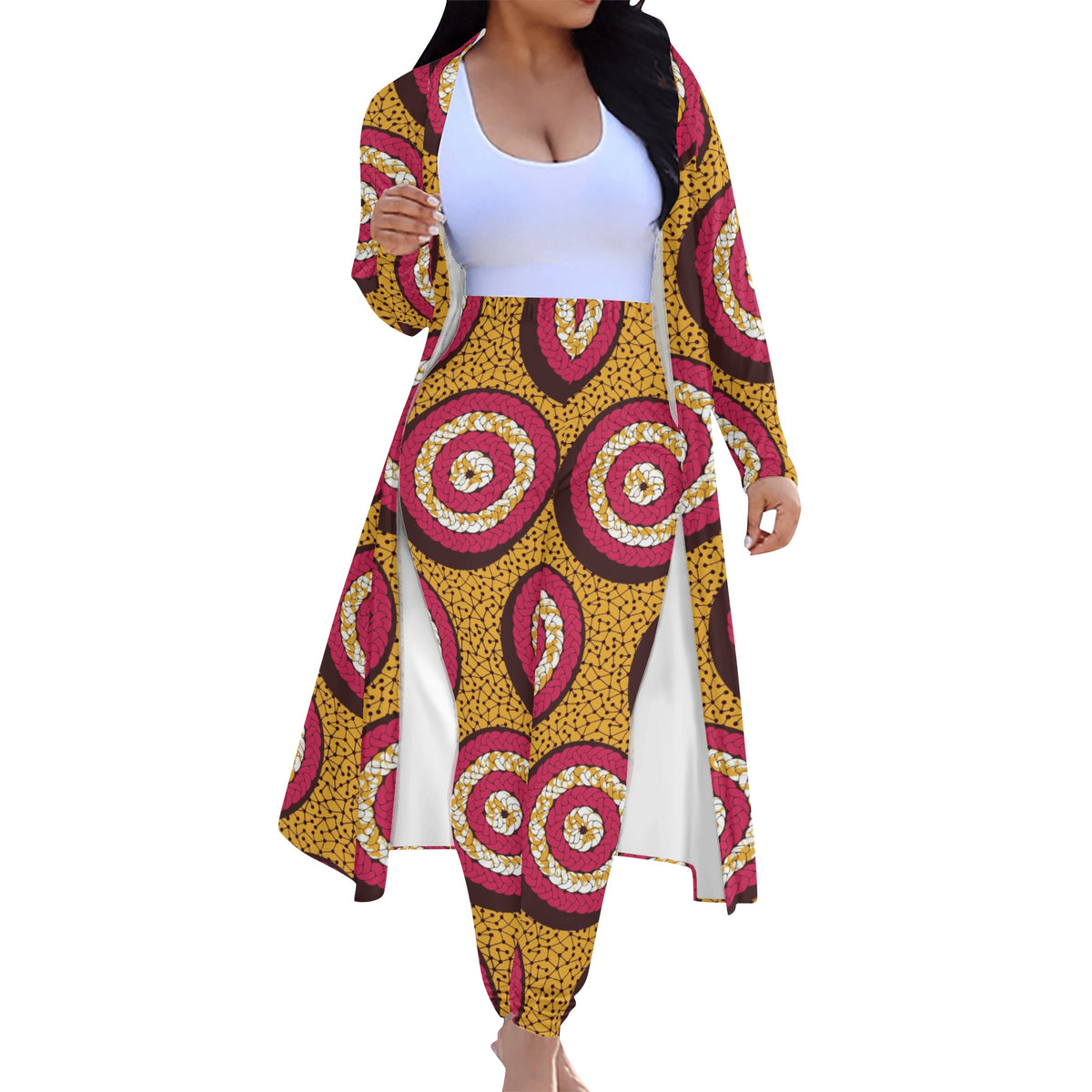 Women's Long Sleeve Cardigan and Leggings 2pcs Sumbu African Ankara Prints and Designs