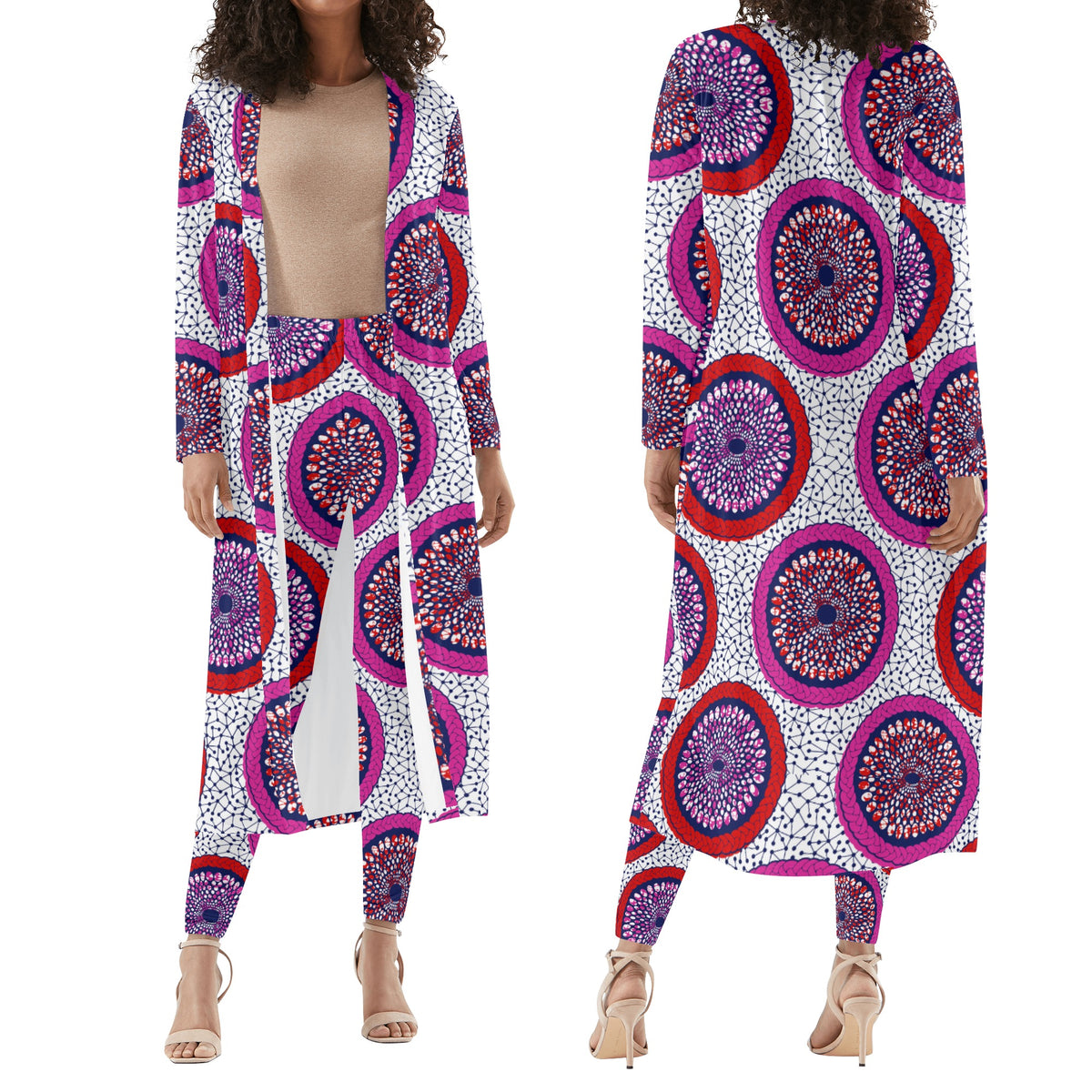 Women's Long Sleeve Cardigan and Leggings 2pcs Sumbu African Ankara Prints and Designs