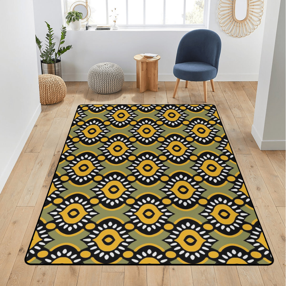 Living Room Carpet Rug in African Ankara Prints pop