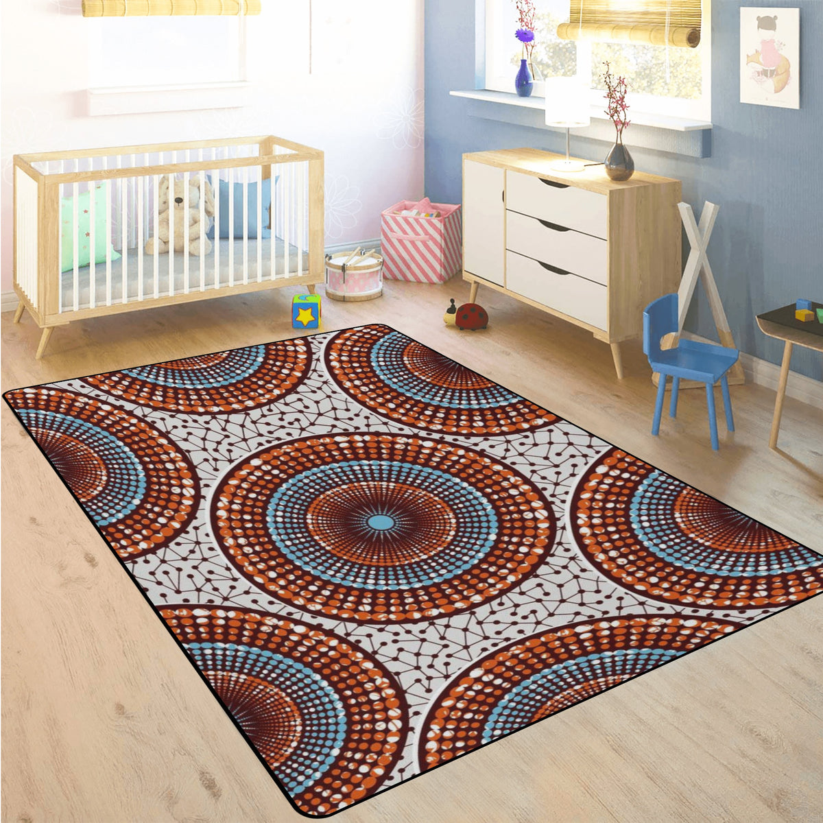 Living Room Carpet Rug in African Ankara Prints pop
