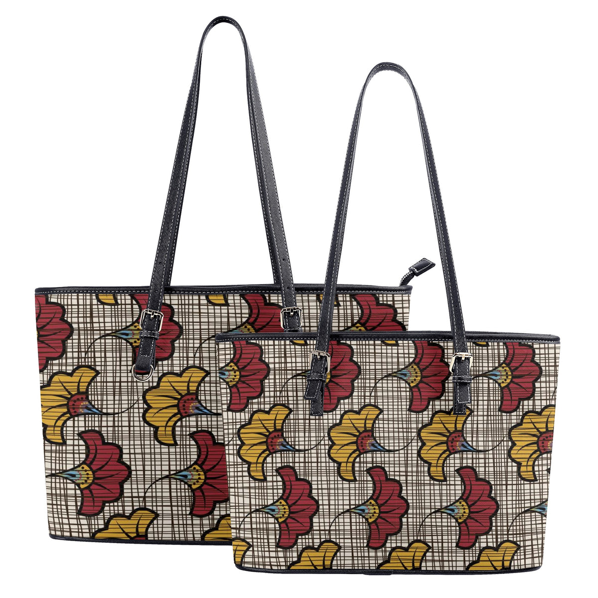 Leather Tote Bags in African Ankara Prints Popcustoms