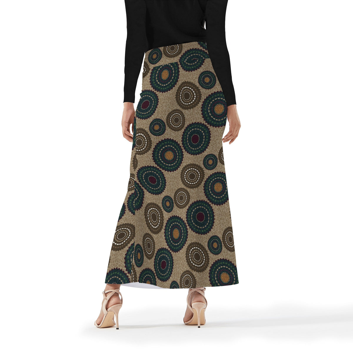 Dark Slate Gray Women's Full Length Skirt in Ankara Prints Popcustoms