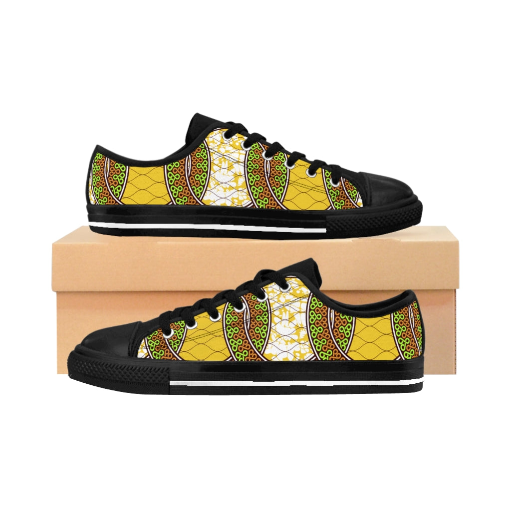 Black Men's Sneakers  with African Ankara prints in vibrant colors Shoes Sumbu_African_Prints_and_Designs