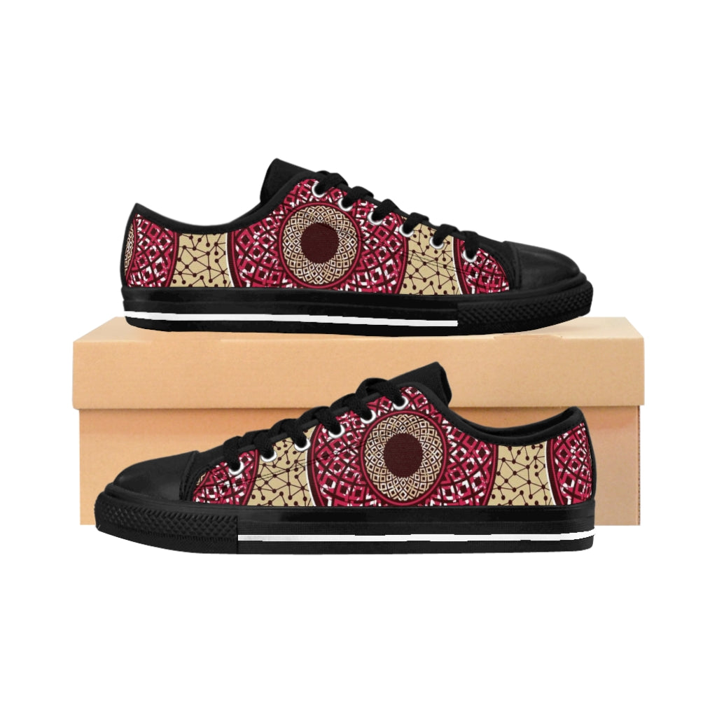 Tan Women's Sneakers with African Ankara prints in vibrant colors Shoes Sumbu_African_Prints_and_Designs