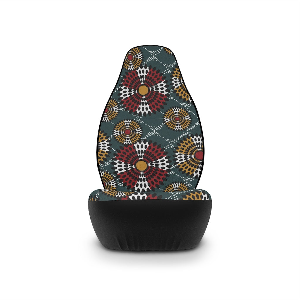 Dark Slate Gray Car Seat Covers with African Ankara prints in vibrant colors All Over Prints Sumbu_African_Prints_and_Designs