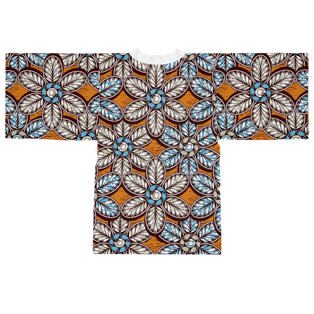 Light Gray Kimono robes in African Ankara Prints Sumbu_African_Prints_and_Designs