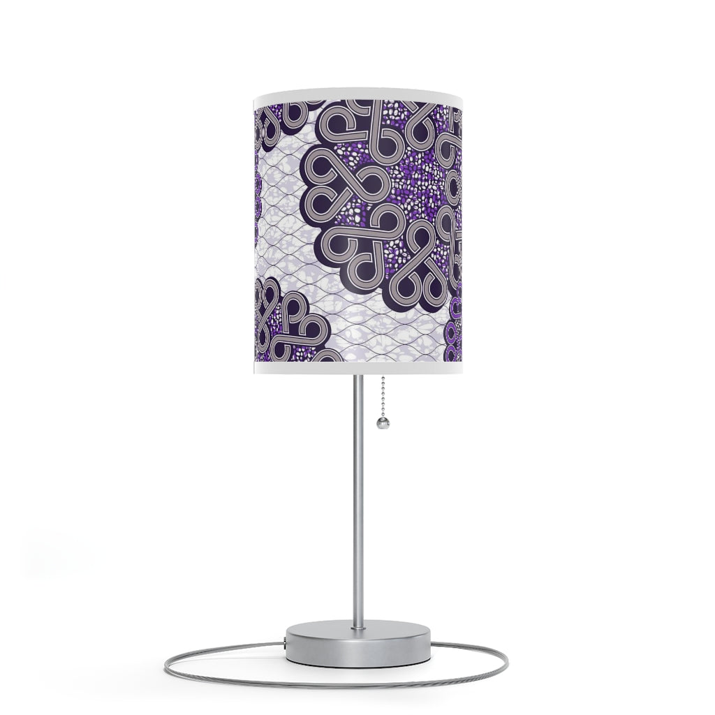 Light Gray Lamp on a Stand  with African Ankara prints in vibrant colors US|CA plug Home Decor Sumbu_African_Prints_and_Designs