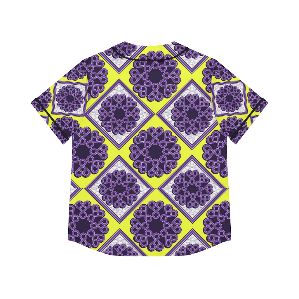 Dark Slate Blue Women's Baseball Jersey with African Ankara prints in vibrant colors All Over Prints Sumbu_African_Prints_and_Designs