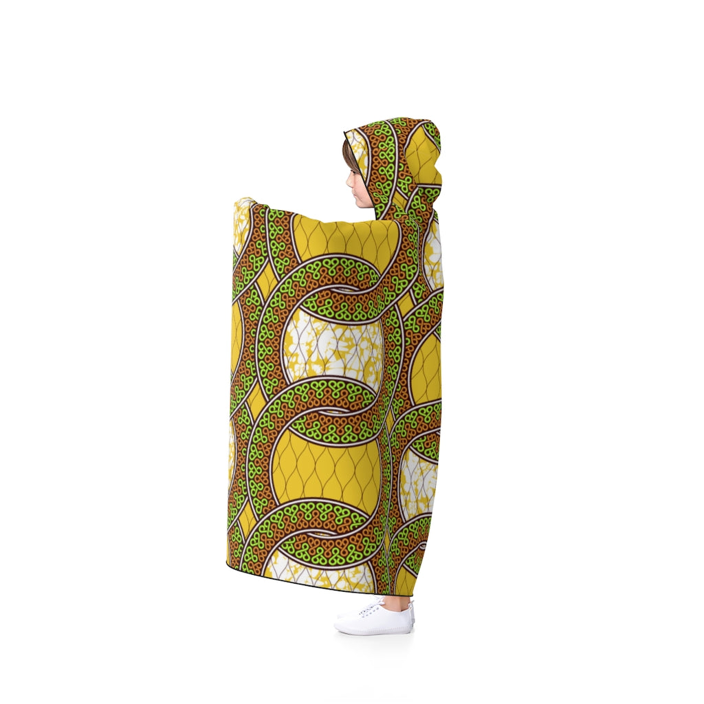 Olive Drab Hooded Blanket with African Ankara prints in vibrant colors All Over Prints Sumbu_African_Prints_and_Designs