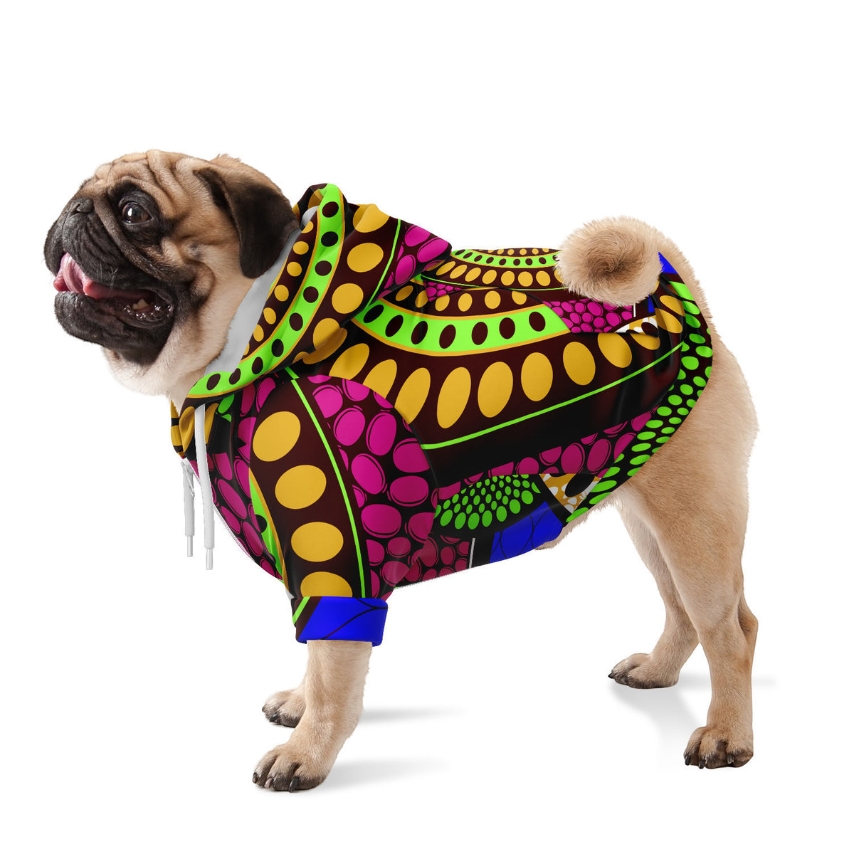 Dark Khaki Dog zip up hoodie with African Ankara prints Fashion Dog Zip-Up Hoodie - AOP Sumbu_African_Prints_and_Designs