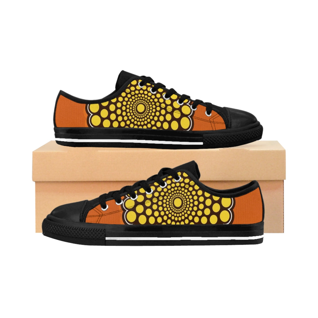 Tan Women's Sneakers with African Ankara prints in vibrant colors Shoes Sumbu_African_Prints_and_Designs