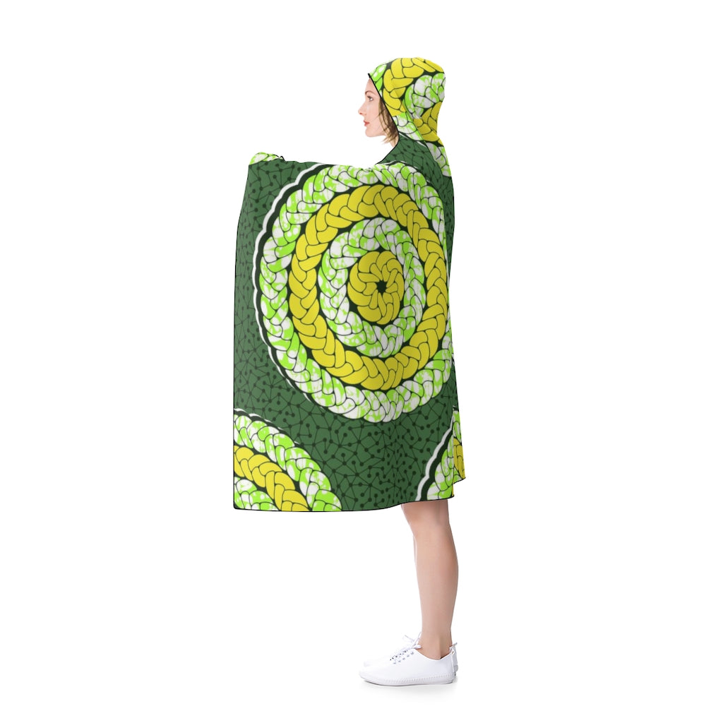 Dark Khaki Hooded Blanket with African Ankara prints in vibrant colors All Over Prints Sumbu_African_Prints_and_Designs
