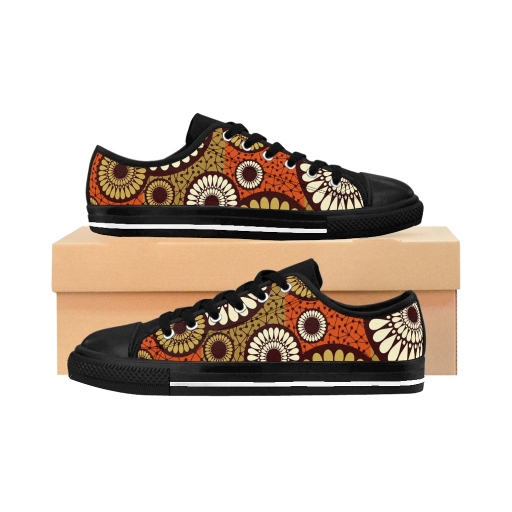 Black Men's Sneakers  with African Ankara prints in vibrant colors Shoes Sumbu_African_Prints_and_Designs