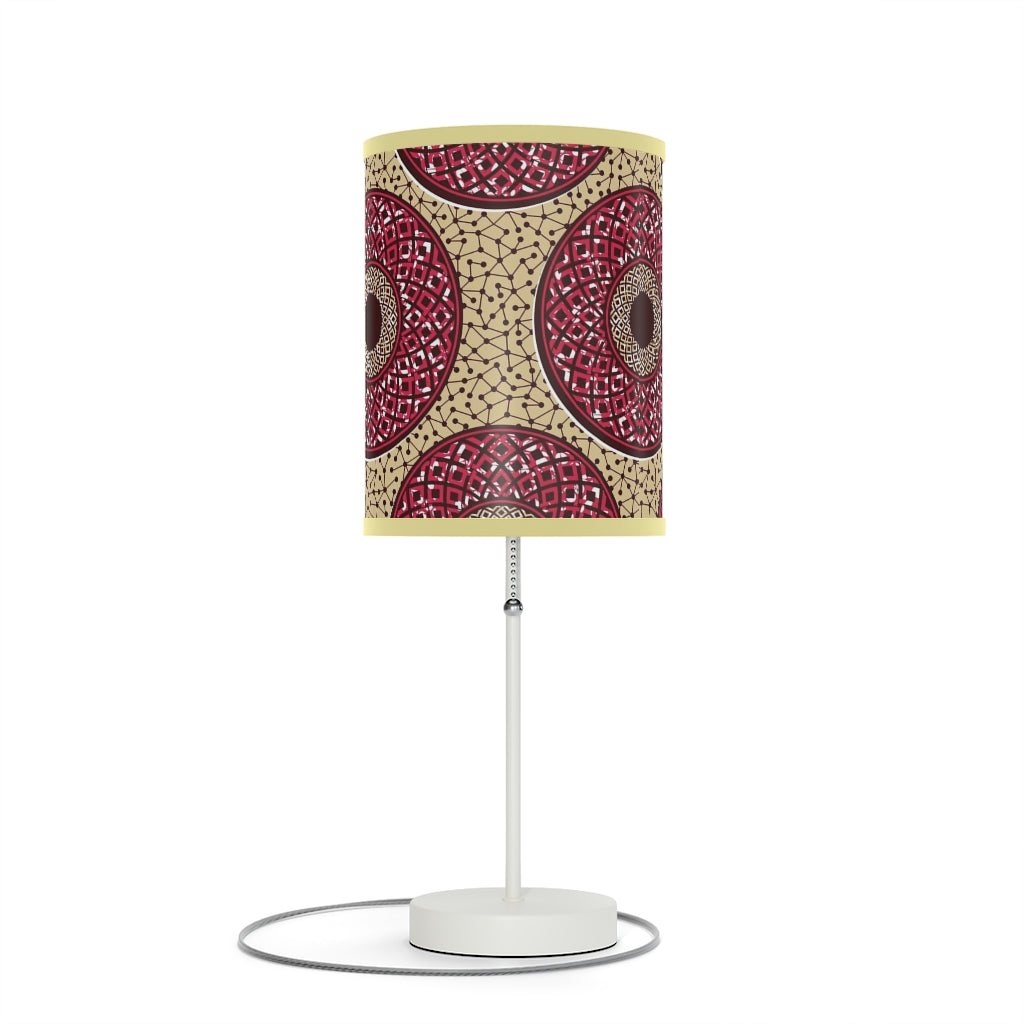 Tan Lamp on a Stand  with African Ankara prints in vibrant colors US|CA plug Home Decor Sumbu_African_Prints_and_Designs