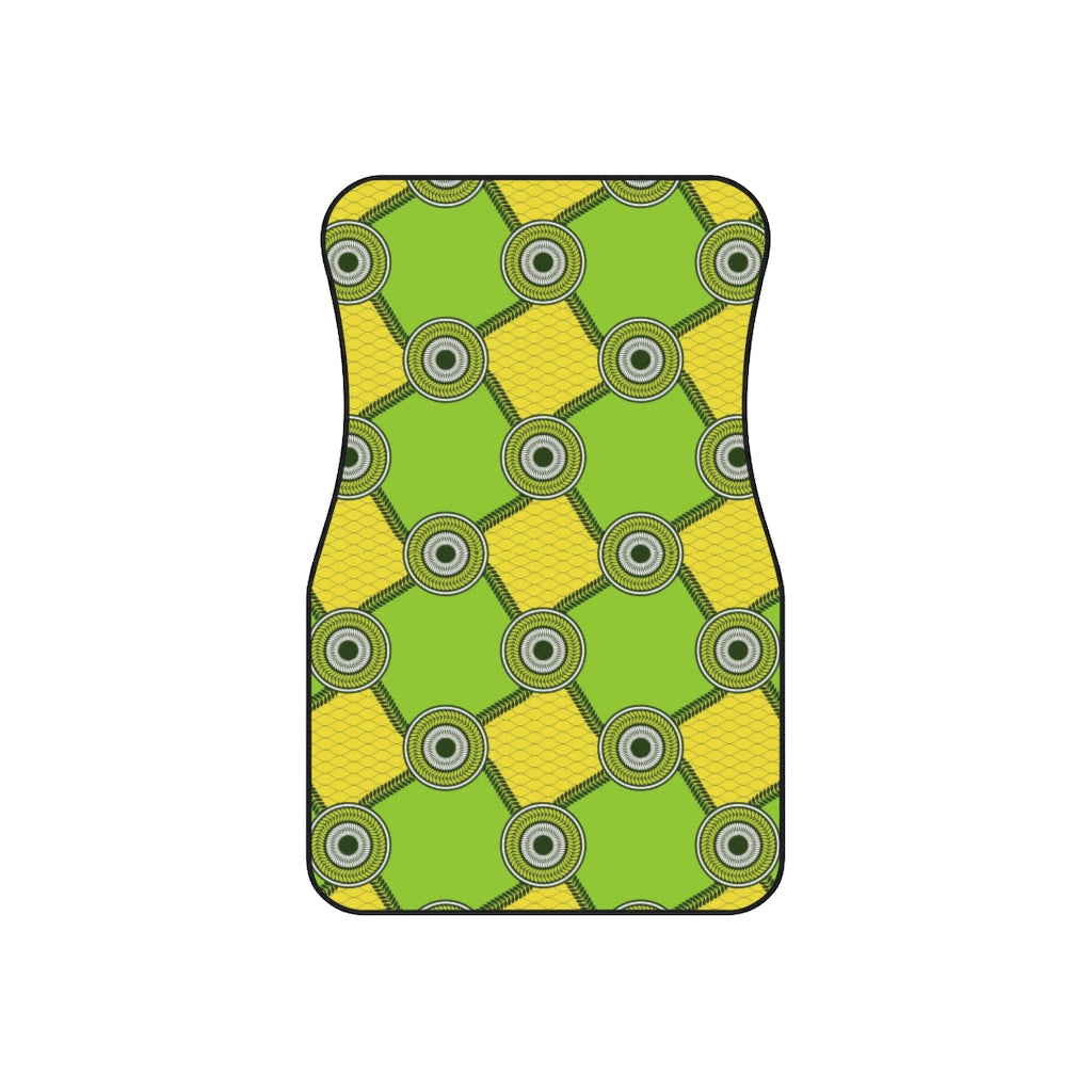 Yellow Green Car Mats with African Ankara prints in vibrant colors (Set of 4) Accessories Sumbu_African_Prints_and_Designs