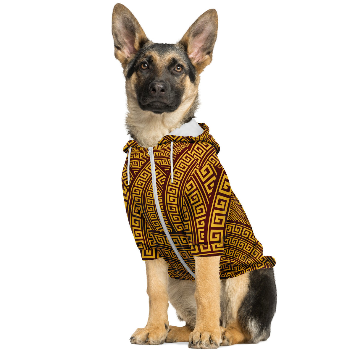 Dark Khaki Dog zip Hoodie with African Ankara prints Fashion Dog Zip-Up Hoodie - AOP Sumbu_African_Prints_and_Designs
