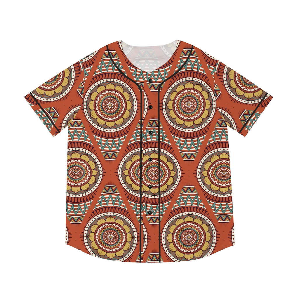 Sienna Men's Baseball Jersey with African Ankara prints in vibrant colors All Over Prints Sumbu_African_Prints_and_Designs
