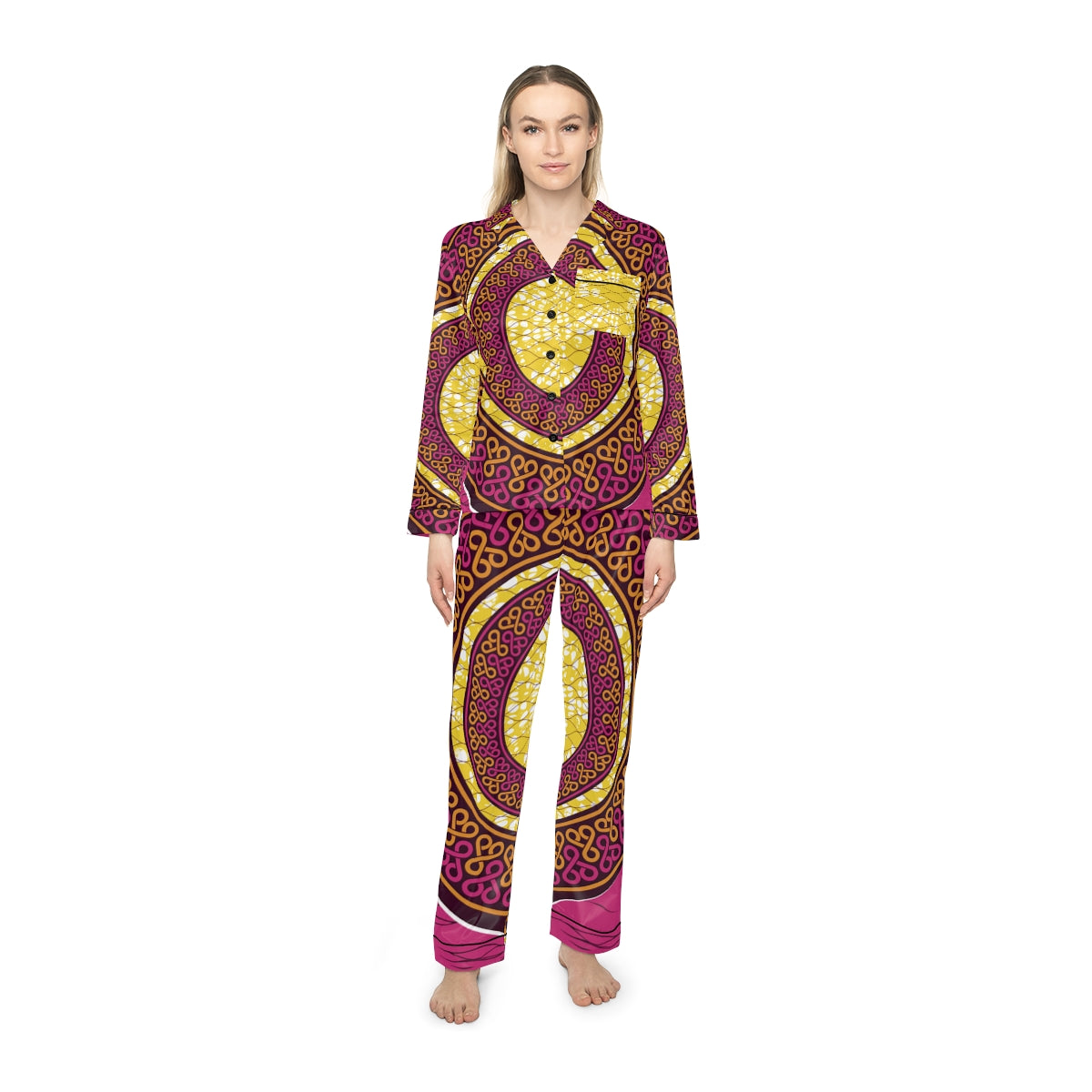 Women's Satin Pajamas in African Ankara Prints Printify