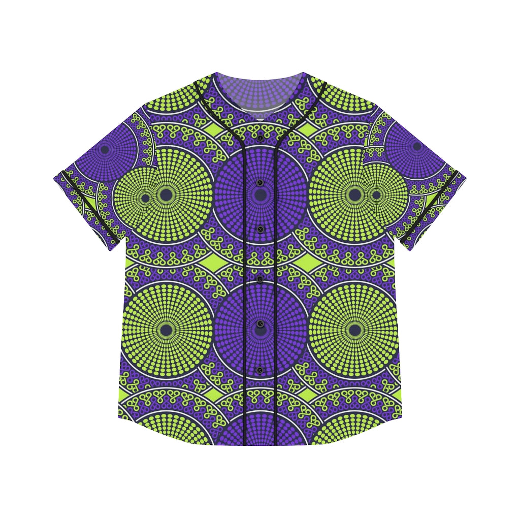 Dark Slate Gray Women's Baseball Jersey with African Ankara prints in vibrant colors All Over Prints Sumbu_African_Prints_and_Designs