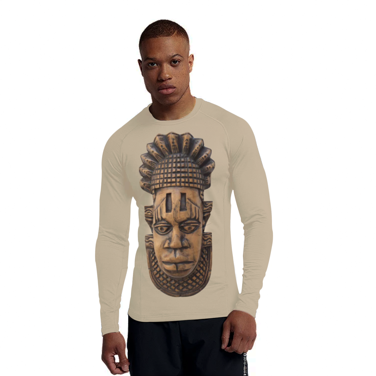 Rosy Brown Men's Rash Guard  African Print and Masquerade Sumbu_African_Prints_and_Designs