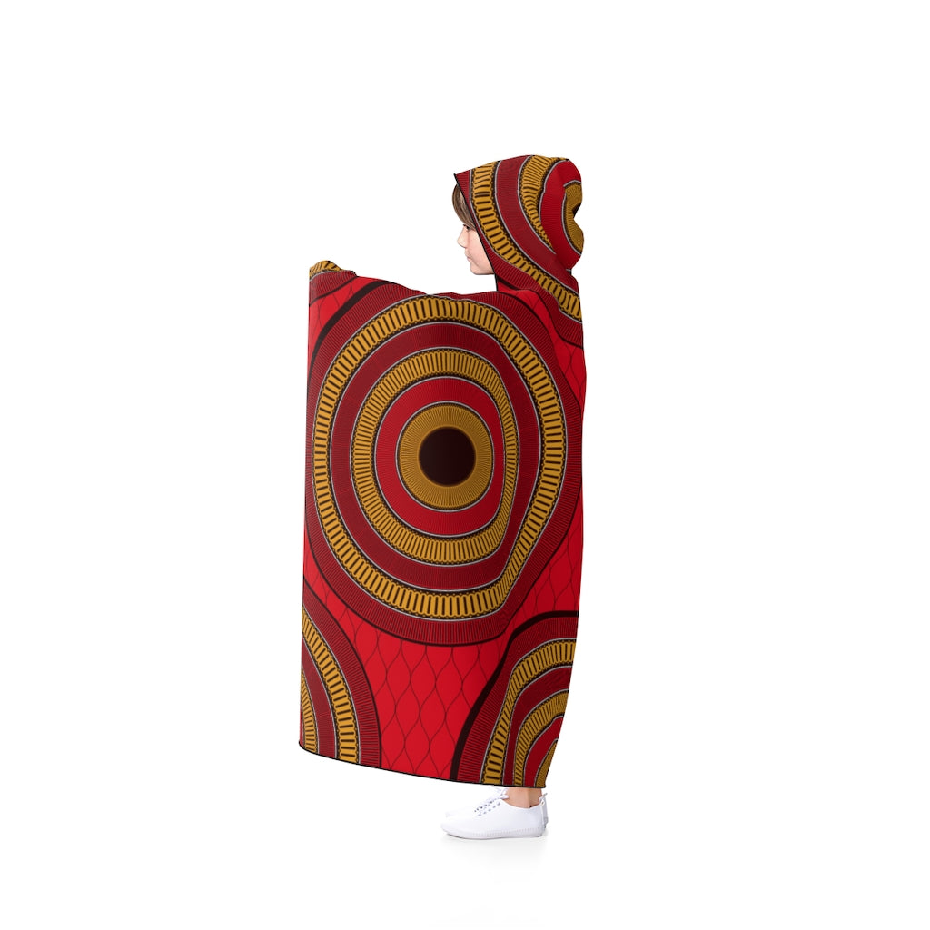 Saddle Brown Hooded Blanket with African Ankara prints in vibrant colors All Over Prints Sumbu_African_Prints_and_Designs