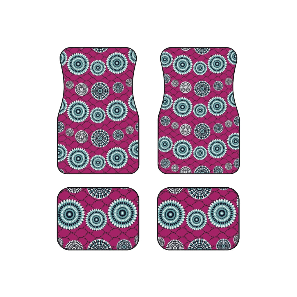 Maroon Car Mats with African Ankara prints in vibrant colors (Set of 4) Accessories Sumbu_African_Prints_and_Designs