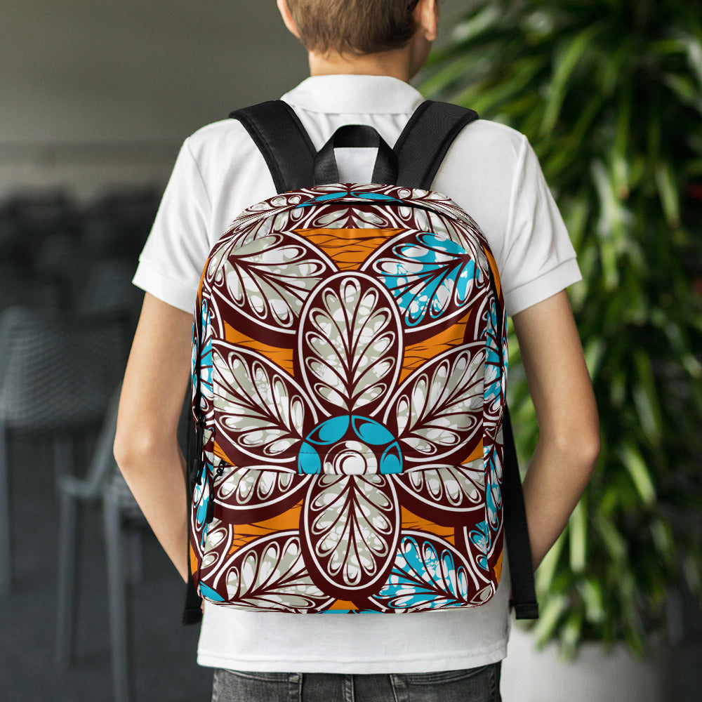 Dark Slate Gray Backpack  with African Ankara prints in vibrant colors Sumbu_African_Prints_and_Designs