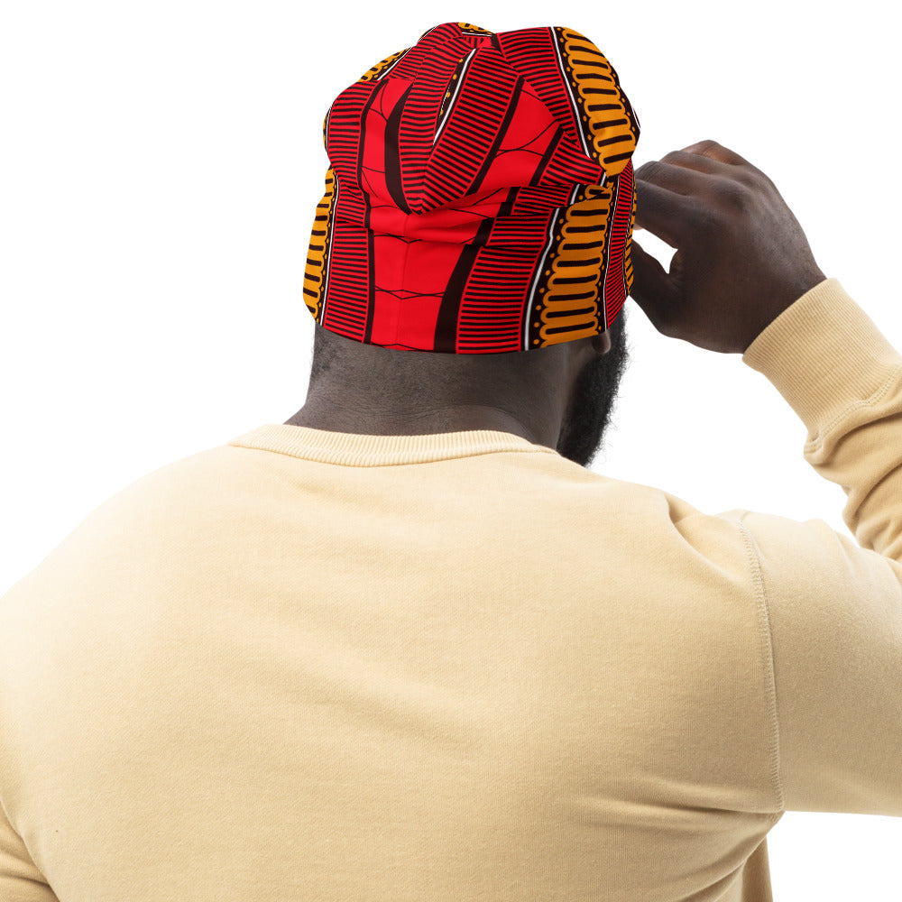 Wheat Beanie with African Ankara prints in vibrant colors Sumbu_African_Prints_and_Designs