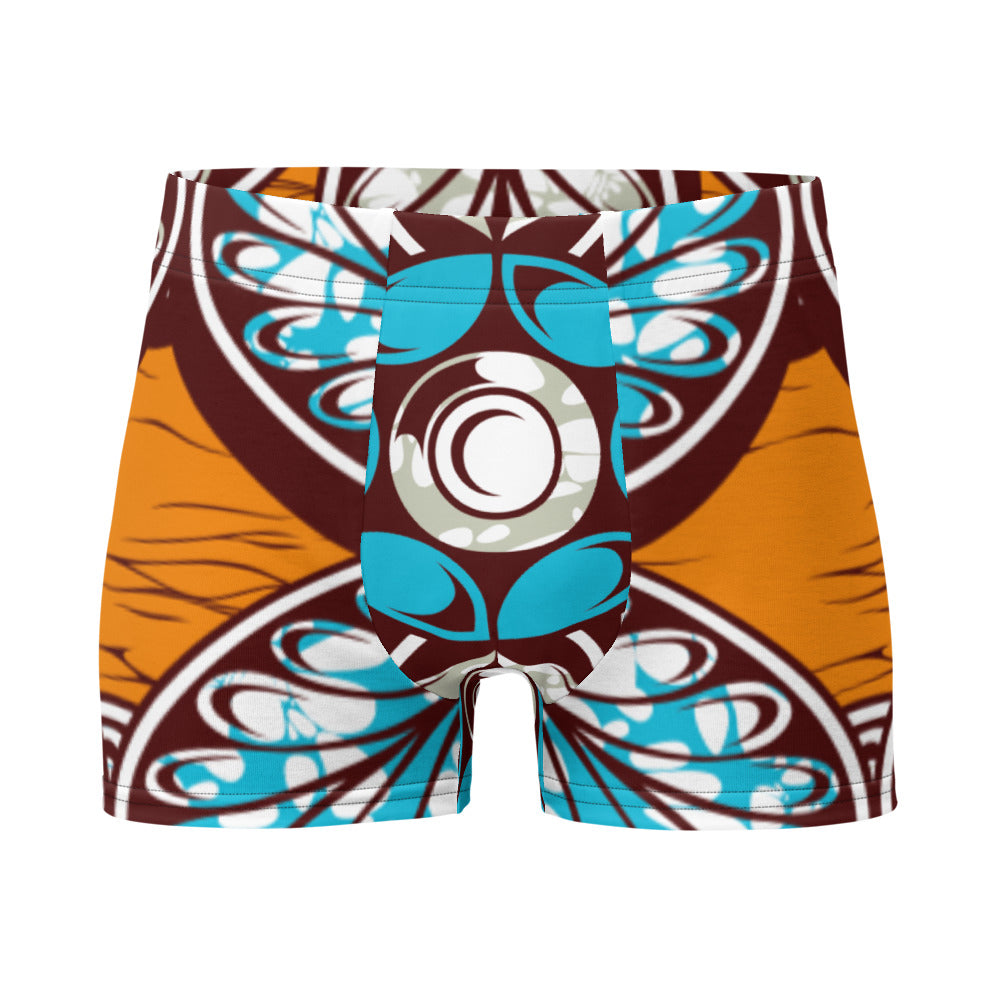 Saddle Brown Men’s Boxer Briefs  with African Ankara prints in vibrant colors Sumbu_African_Prints_and_Designs