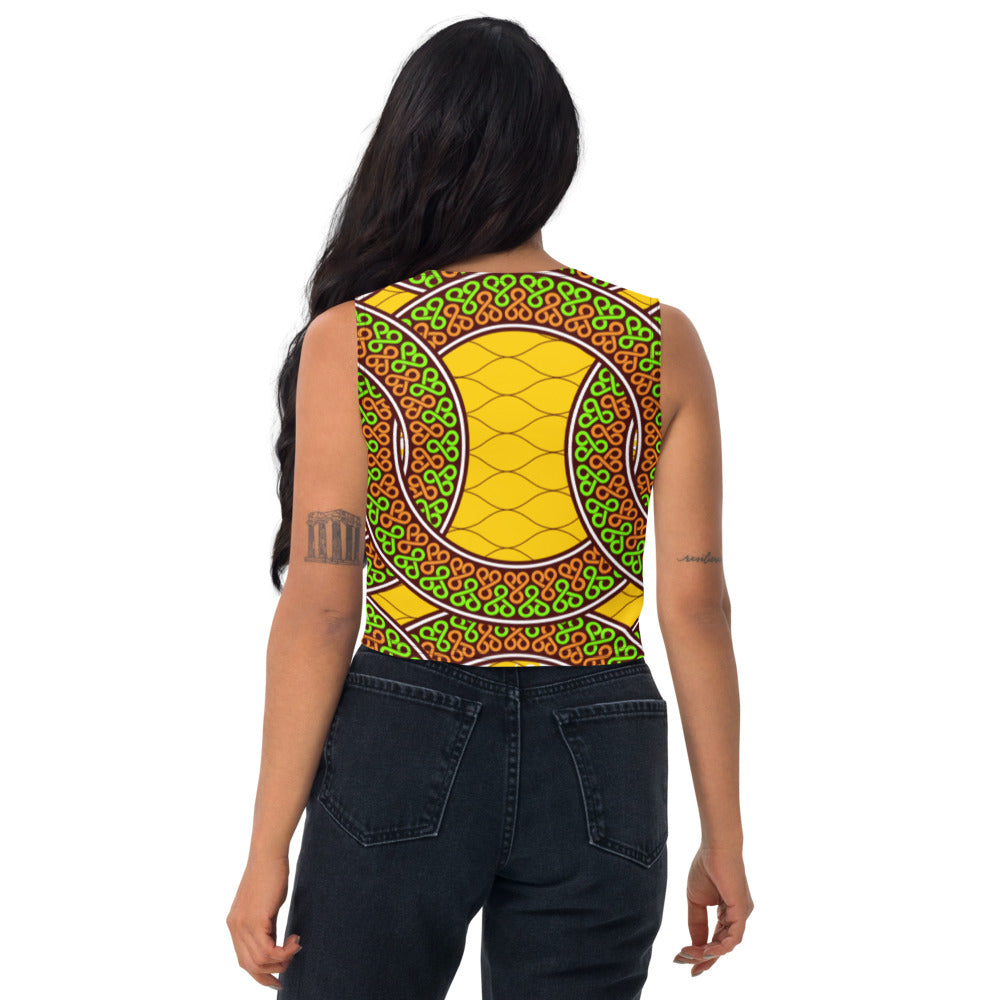 Sandy Brown Crop Top with African Ankara prints in vibrant colors Sumbu_African_Prints_and_Designs