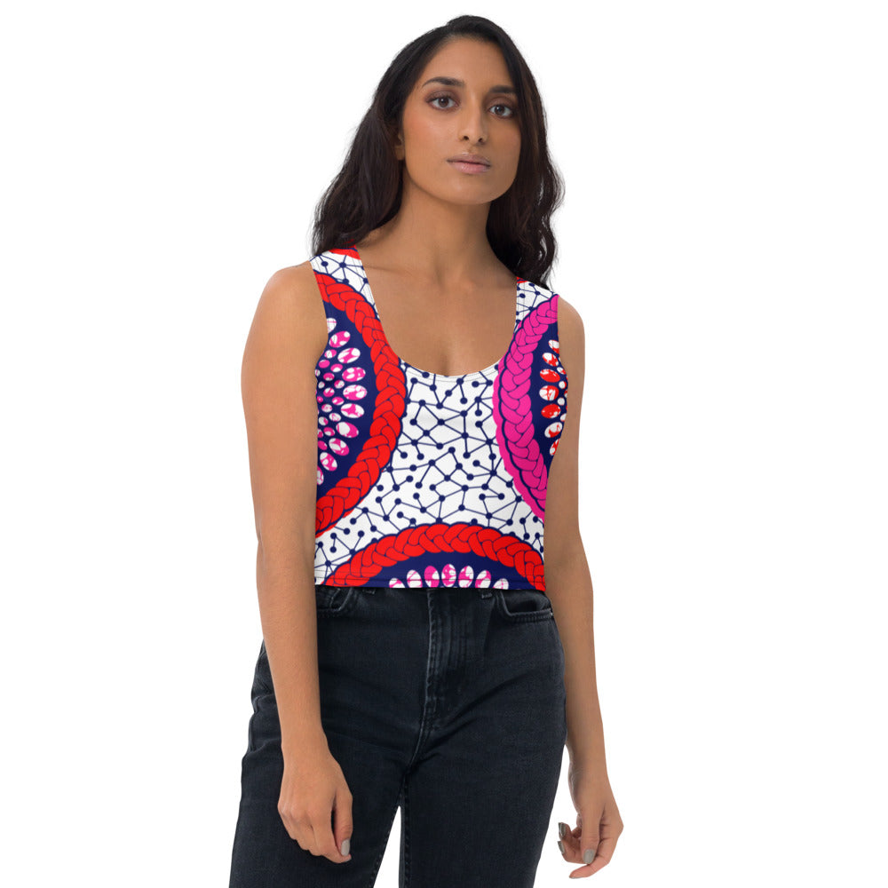 Maroon Crop Top with African Ankara prints in vibrant colors Sumbu_African_Prints_and_Designs