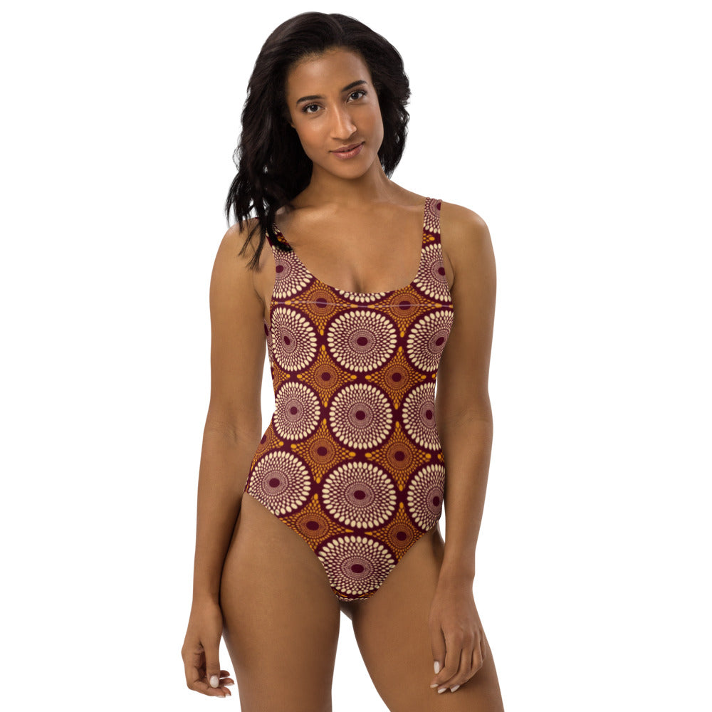 Sienna One-Piece Swimsuit with African Ankara prints in vibrant colors Sumbu_African_Prints_and_Designs