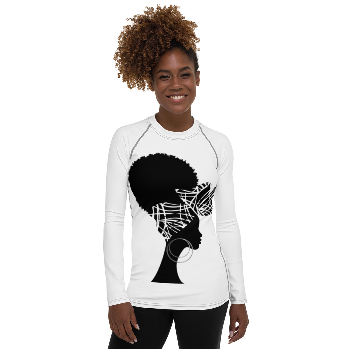 Black Women's Rash Guard Queen Nefertiti Edition Sumbu_African_Prints_and_Designs