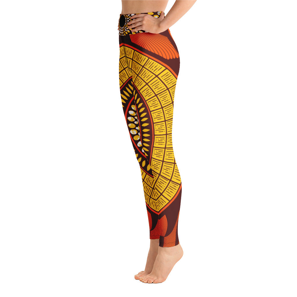 Goldenrod Yoga Leggings  with African Ankara prints in vibrant colors Sumbu_African_Prints_and_Designs