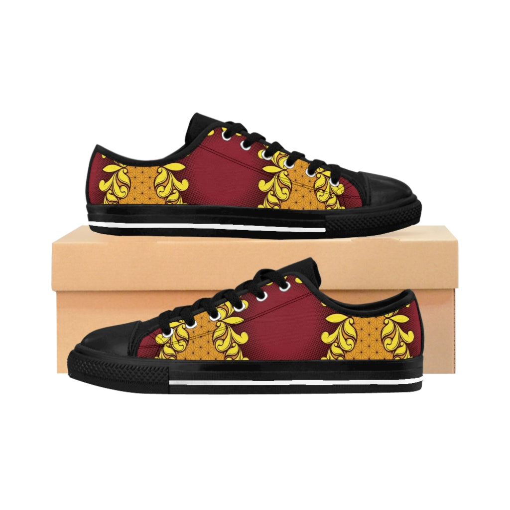 Tan Men's Sneakers  with African Ankara prints in vibrant colors Shoes Sumbu_African_Prints_and_Designs