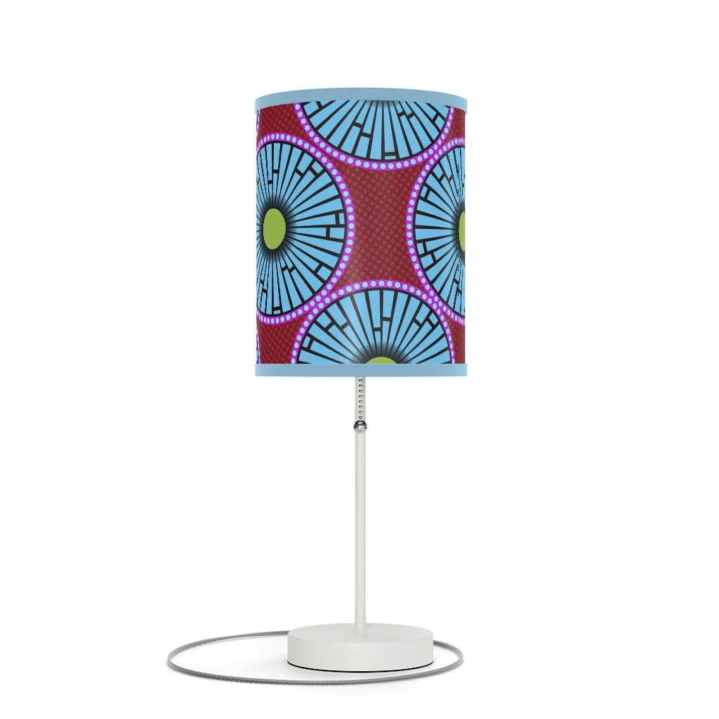 Sky Blue Lamp on a Stand  with African Ankara prints in vibrant colors US|CA plug Home Decor Sumbu_African_Prints_and_Designs