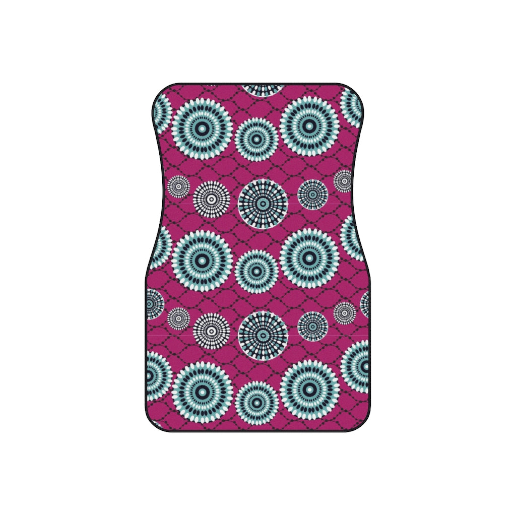 Maroon Car Mats with African Ankara prints in vibrant colors (Set of 4) Accessories Sumbu_African_Prints_and_Designs