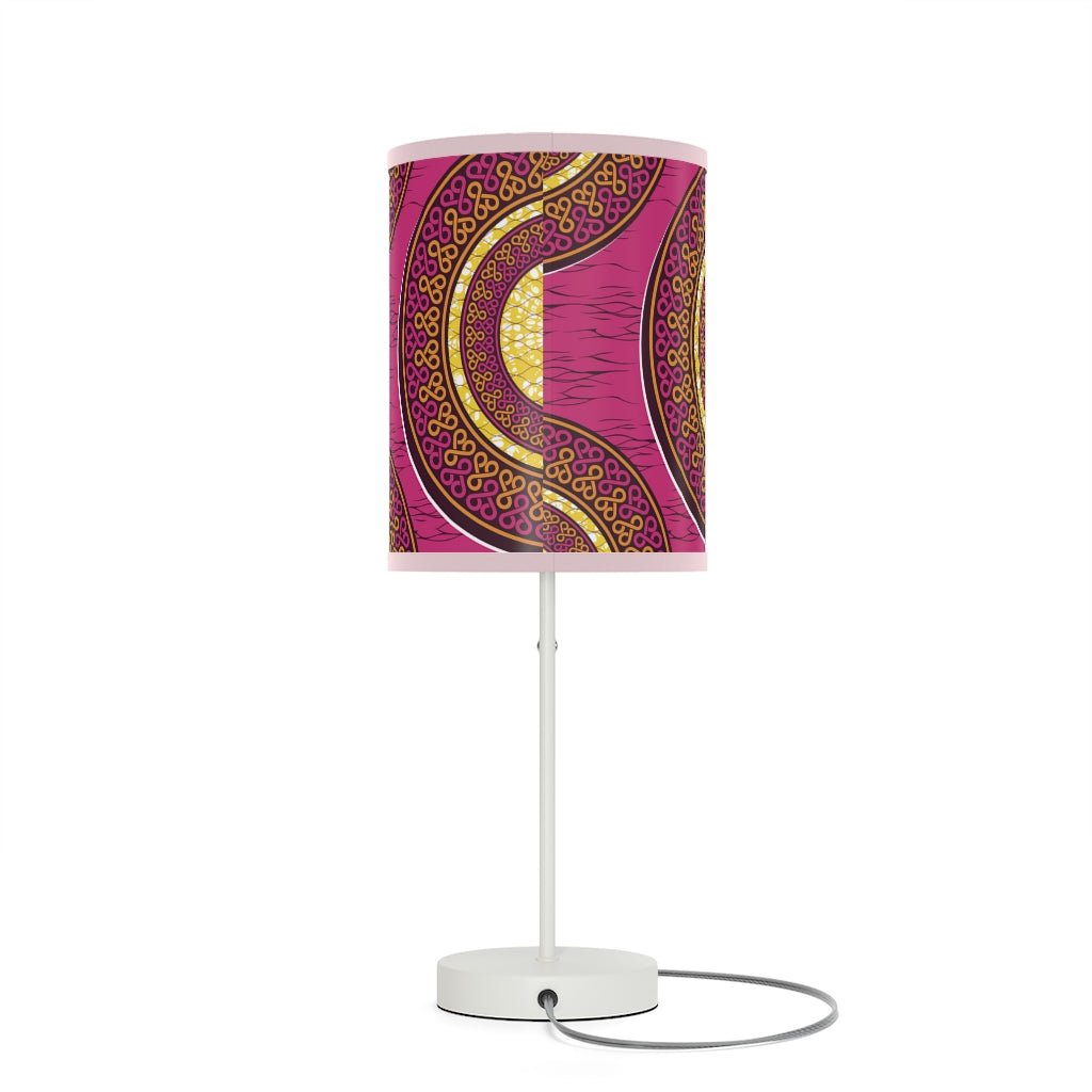 Maroon Lamp on a Stand  with African Ankara prints in vibrant colors US|CA plug Home Decor Sumbu_African_Prints_and_Designs