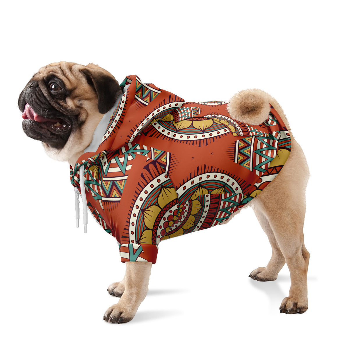 Rosy Brown Dog zip up hoodie with African Ankara prints Fashion Dog Zip-Up Hoodie - AOP Sumbu_African_Prints_and_Designs