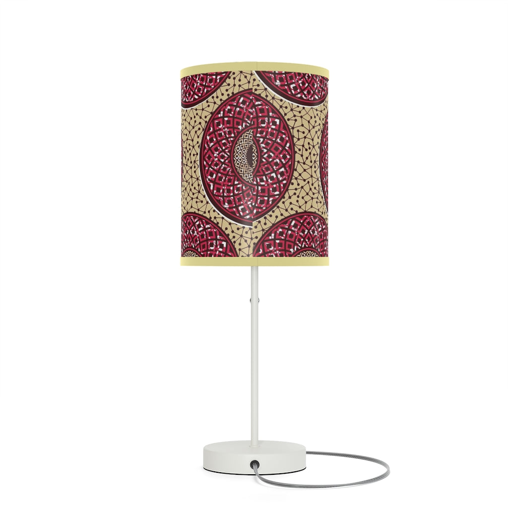 Tan Lamp on a Stand  with African Ankara prints in vibrant colors US|CA plug Home Decor Sumbu_African_Prints_and_Designs