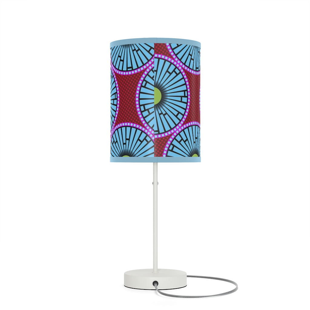 Sky Blue Lamp on a Stand  with African Ankara prints in vibrant colors US|CA plug Home Decor Sumbu_African_Prints_and_Designs